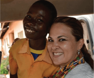 woman and boy from Ghana smiling