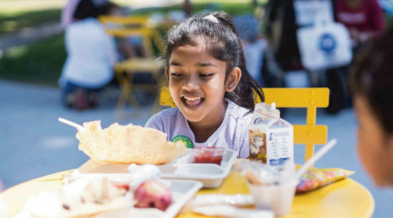 Excited Girl looking at food