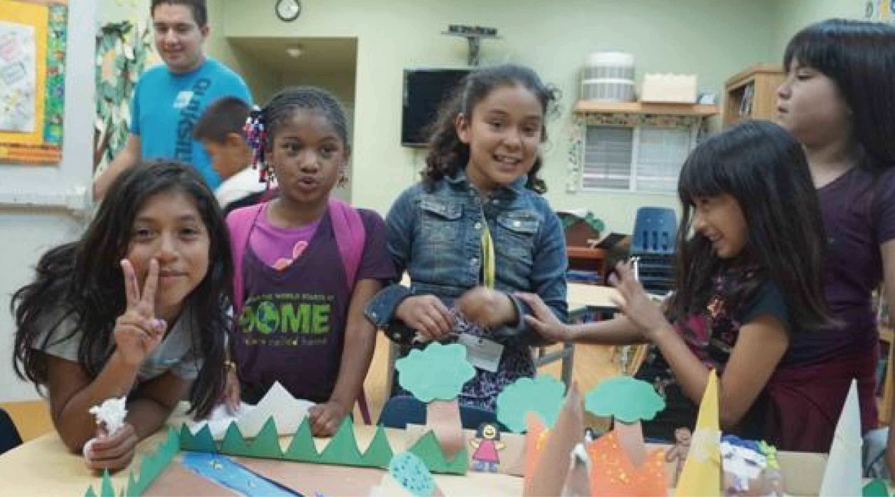 kids making handcrafts