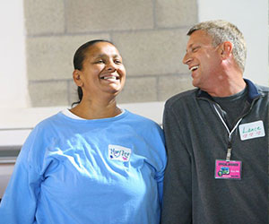 Volunteer and participant smiling The Freedom To Choose Project