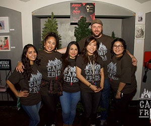 Volunteers and participants at a workshop The Frida Cinema